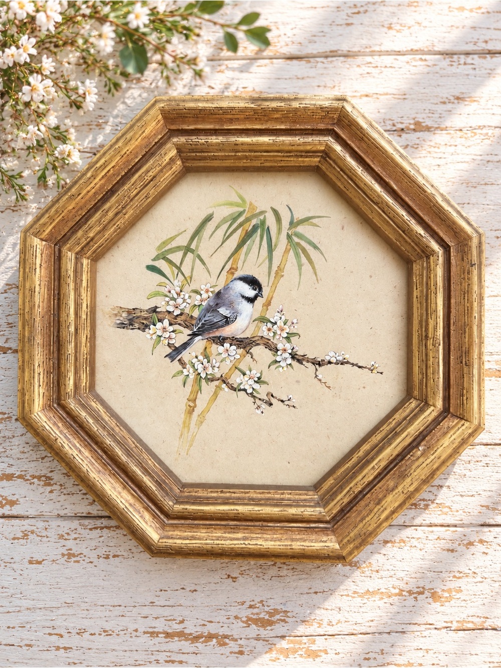 1980’s Homco Chickadee Bird Print